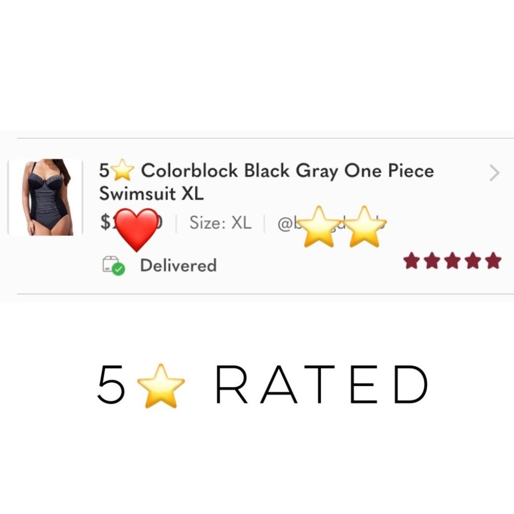 Colorblock Black Gray One Piece Swimsuit XL - Picture 4 of 10